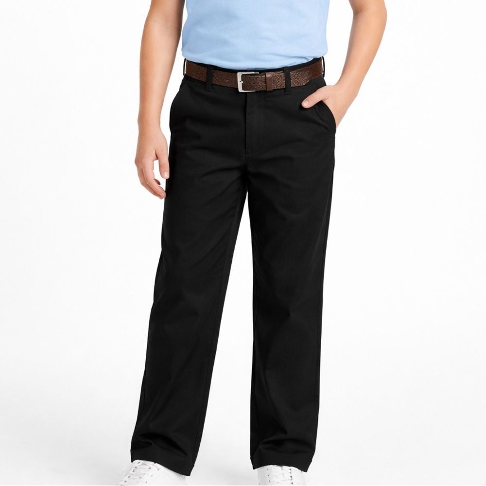 IZOD Classic Chino Pants Black Khaki Boys Size 12 Husky Casual School Uniform
